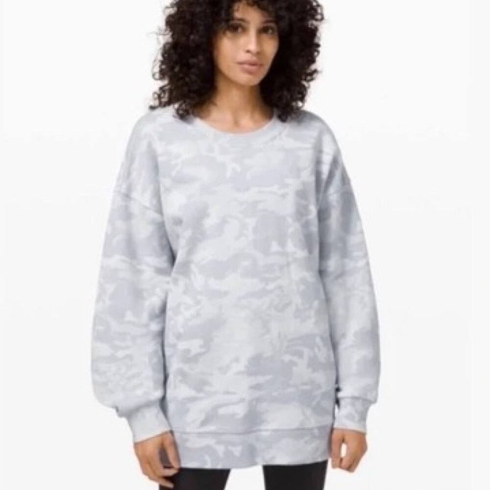 Lululemon $118 Perfectly Oversized Crew Incognito Camo Alpine White Sz 18 NWT!